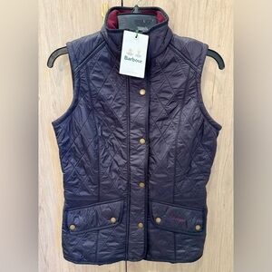 NWTs Barbour Cavalry Gilet/Vest. Navy-Merlot. Size 6 US